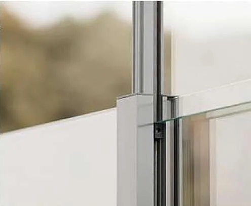 A satin anodised SlideGlass post holding the laminated glass.